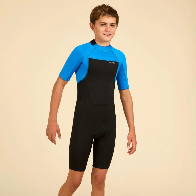 COMBINAISON SURF SHORTY 500 NEOPRENE 1.5MM GARCON BLEUE NOIRE – Image 2