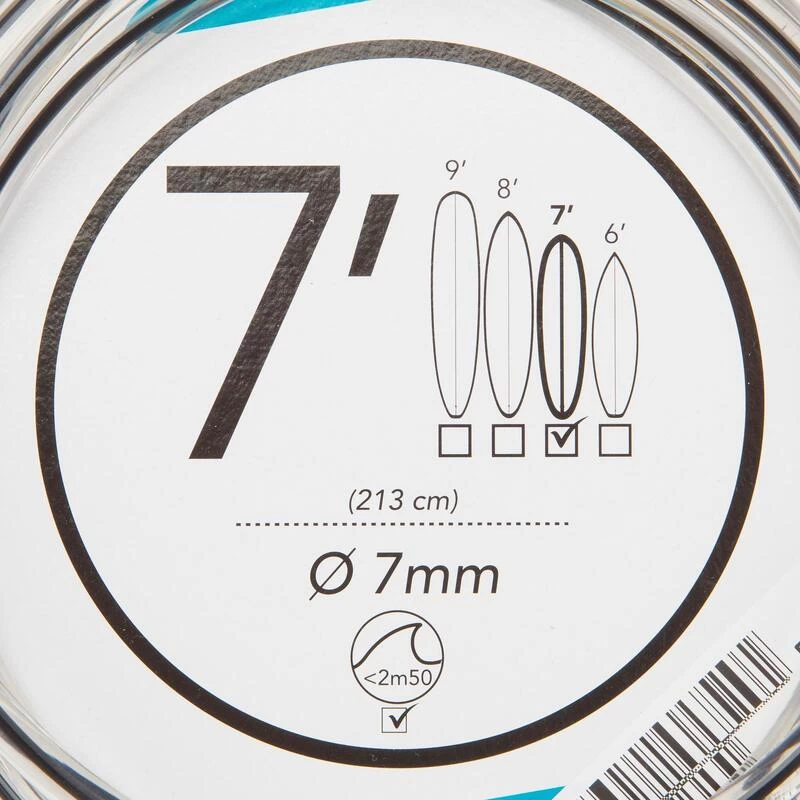 Leash Surf 7' (210 Cm) Diamètre 7 Mm Noir – Image 6