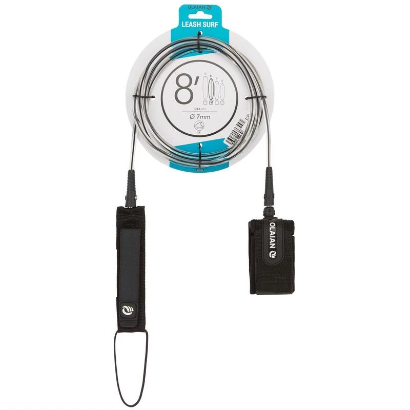 Leash Surf 8' (240 Cm) Diamètre 7 Mm Noir – Image 8