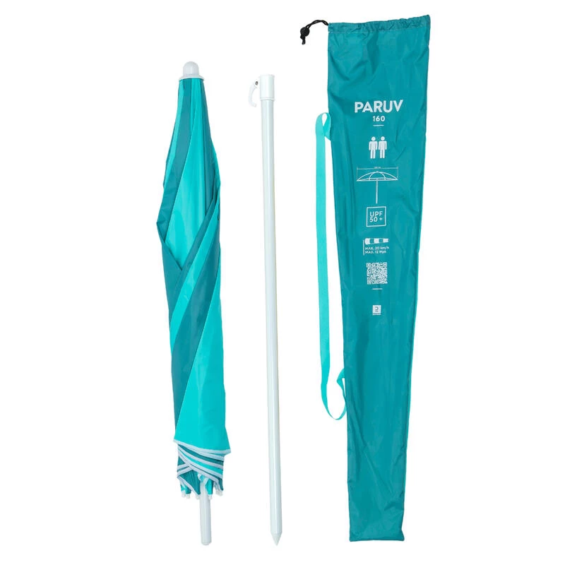 Decathlon PARASOL DE PLAGE PARUV 160 UPF 50+ 2 PLACES - Bleu Vert – Image 6
