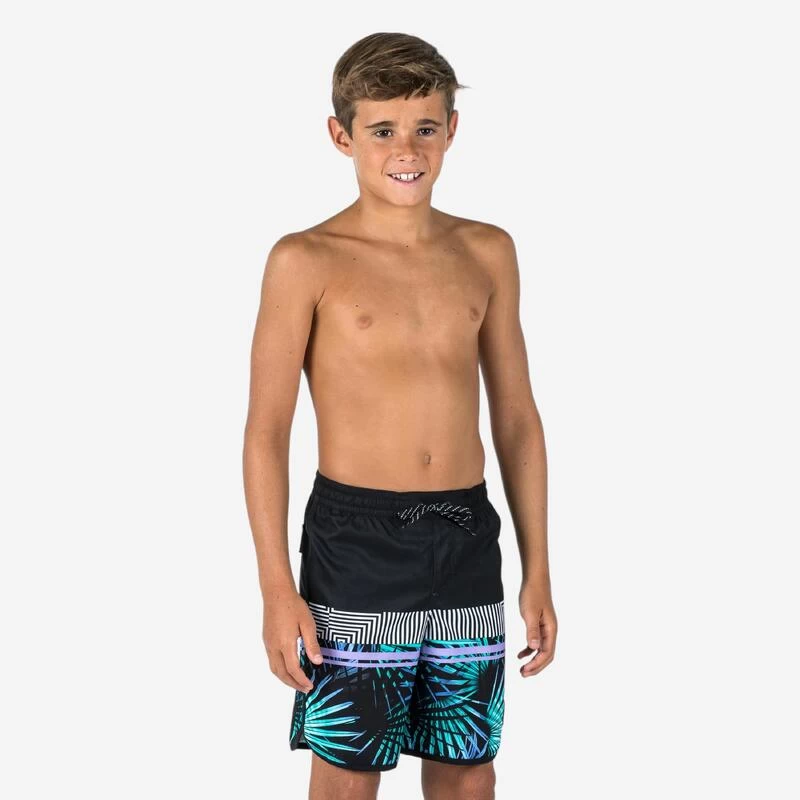 Short De Bain Garçon - 500 Palmsand Noir – Image 2