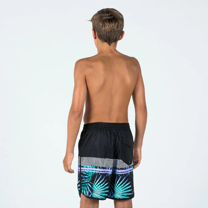 Short De Bain Garçon - 500 Palmsand Noir – Image 3