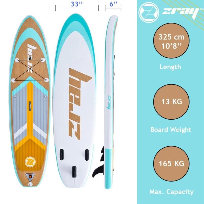 Zray SUP Gonflable Grain 10'8" Dropstitch 325x84x15 Cm (10'8x33"x6") - Option Kayak – Image 3