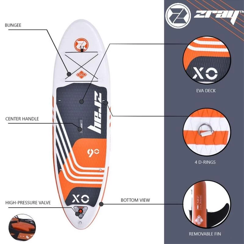 Zray Sup Gonflable X-Rider Young 9' Dropstitch MAX 85kg 275x71x13cm(9'x28"x5") Rouge – Image 3
